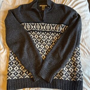 Geoffrey Beene Gray and Cream Zip Up Sweater